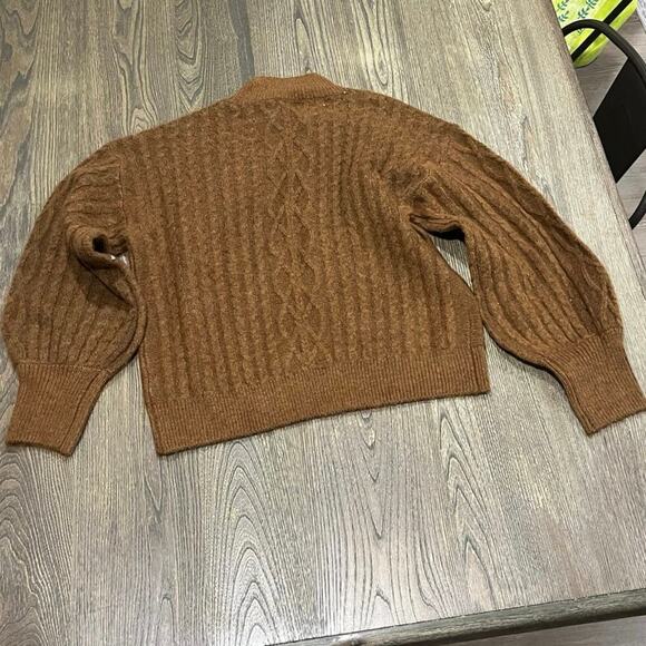 Vince Camuto Womens Cropped Cable Knit Sweater High Neck Pullover Brown Size S - Picture 4 of 4